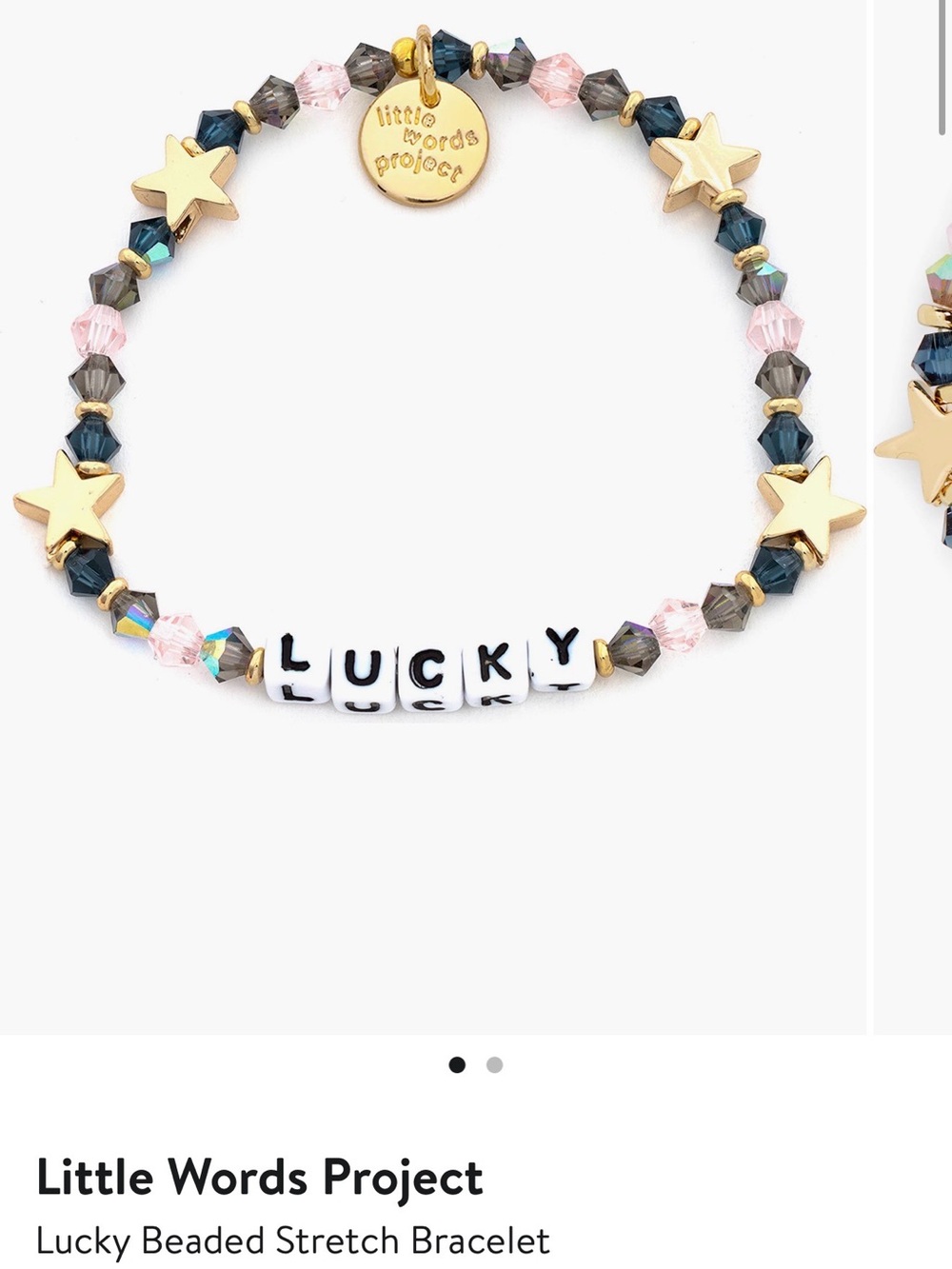 Little Words Project • LUCKY • Beaded Stretch Bracelet with Gold Stars